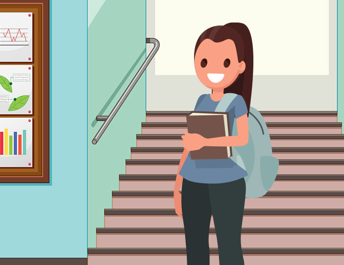 M1 Credit Union student loan promotion featuring a college student with a backpack